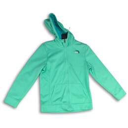 The North Face Womens Mint Green Long Sleeve Hooded Full Zip Jacket Size XL