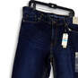 NWT Womens Blue Dark Wash Pockets Stretch Denim Straight Leg Jeans Sz 36/32 image number 2