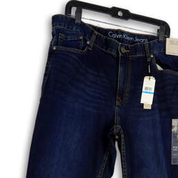 NWT Womens Blue Dark Wash Pockets Stretch Denim Straight Leg Jeans Sz 36/32 alternative image