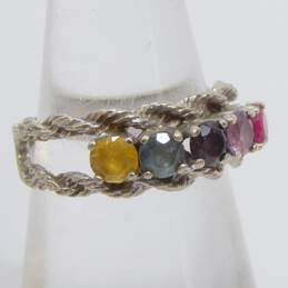 Vintage 10k White Gold Ruby Amethyst & Spinel Mothers Ring 3.6g alternative image