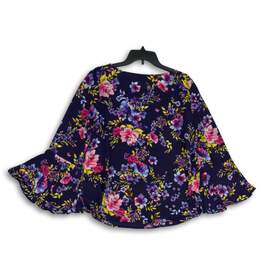 Counterparts Womens Multicolor Floral Bell Sleeve Pullover Blouse Top Size L alternative image