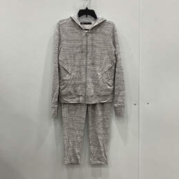 Womens Gray Full-Zip Hoodie And Pants Two-Piece Tracksuit Set Size Medium