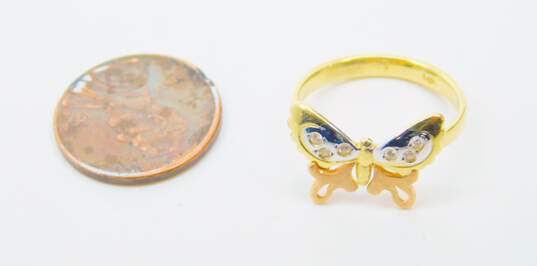 14K Yellow & Rose Gold CZ Butterfly Ring 2.6g image number 5