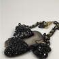 Designer Betsey Johnson Gold-Tone Link Chain Black Stone Statement Necklace image number 1