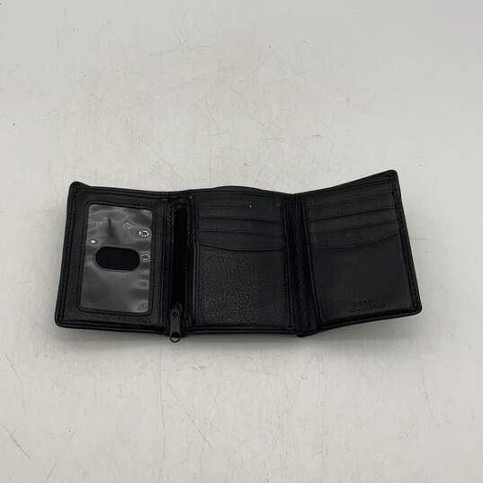 Fossil Mens Black Leather Card Holder Multiple Slip Pocket Trifold Wallet image number 4