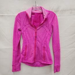Lululemon Athletica Define Heathered Pink Full Zip Jacket w Thumb Holes Size SM