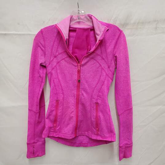 Lululemon Athletica Define Heathered Pink Full Zip Jacket w Thumb Holes Size SM image number 1