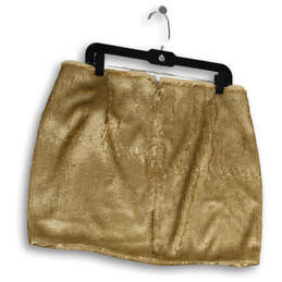 Womens Gold Sequins Classic Fit Back Zipper Short Mini Skirt Size 14 alternative image