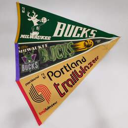 VTG NBA Basketball Felt Pennants Milwaukee Bucks Deer Logo Portland Trailblazers