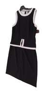 NWT Womens Black White Sleeveless Round Neck Peplum Dress Size 10 image number 2