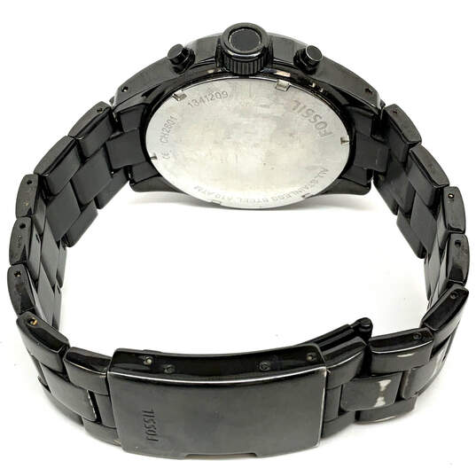 Designer Fossil Decker CH2601 Black Stainless Steel Round Analog Wristwatch image number 4