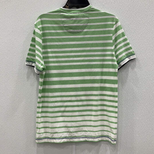 NWT Mens Green White Striped Crew Neck Short Sleeve Pullover T-Shirt Size S image number 2