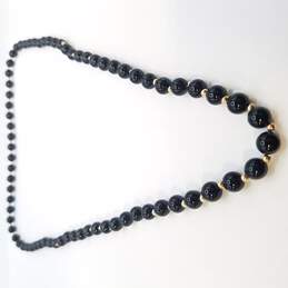 14K Gold Endless Onyx Beaded Necklace 48.4g