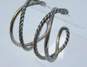David Yurman 925 Twisted Rope Cable & Smooth Crossover Loop Semi Hoop Post Earrings 15.8g image number 2