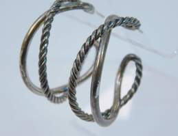 David Yurman 925 Twisted Rope Cable & Smooth Crossover Loop Semi Hoop Post Earrings 15.8g alternative image