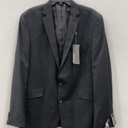 NWT Mens Black Long Sleeve Pockets Notch Lapel Two Button Blazer Size 44 L