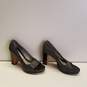 Kenneth Cole Gray Leather Slip On Platform Pump Heels Shoes Women's Size 7.5 image number 3