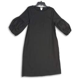 Chico's Womens Black Round Neck Bell Sleeve Knee Length Shift Dress Size 4/6