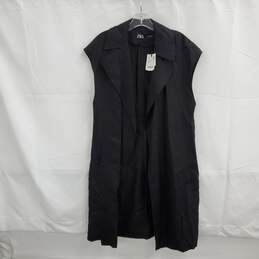 Zara Black Sleeveless Lyocell Long Open Front Top NWT Size S