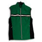 Mens Green Mock Neck Sleeveless Activewear Full-Zip Vest Size Large image number 1