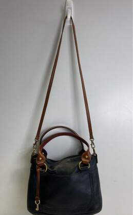 Fossil Leather Duo Tone Satchel Black