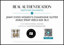 Jimmy Choo Women's Champagne Glitter Ankle Strap Heels Size 8 AUTHENTICATED alternative image