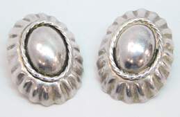 Vintage Taxco Sterling Silver & Brass Mexican Modernist Clip Earrings 37.4g alternative image