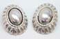 Vintage Taxco Sterling Silver & Brass Mexican Modernist Clip Earrings 37.4g image number 2