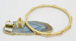Vintage Crown Trifari Gold Tone Bangle Bracelet and Clip-On Earrings