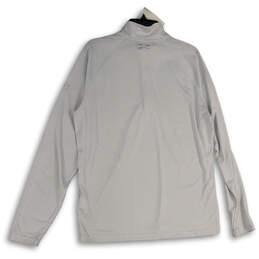 Mens White Gray Long Sleeve Mock Neck 1/4 Zip Activewear T-Shirt Size L alternative image