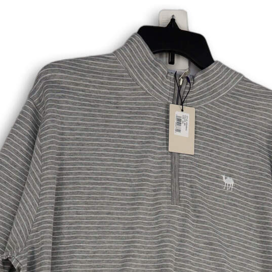 NWT Mens Gray White Striped 1/4 Zip Long Sleeve Pullover Sweater Size XXL image number 3