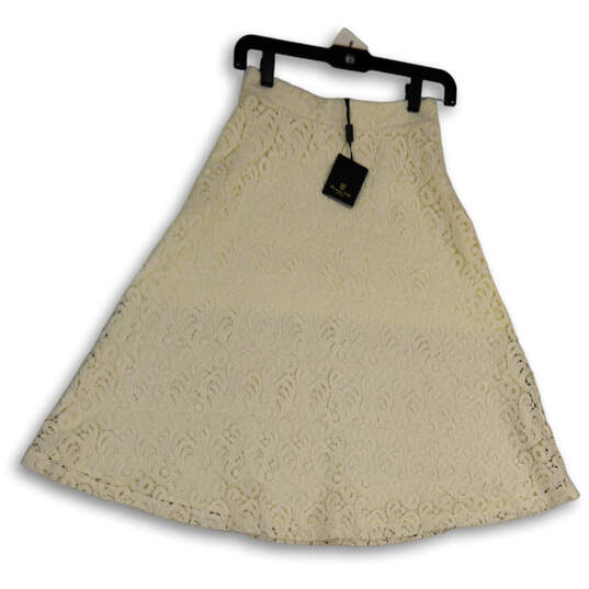 NWT Womens White Lace Flat Front Elastic Waist Pull-On Flared Skirt Size 4 image number 1