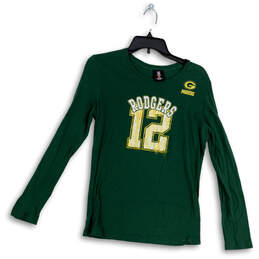 Womens Green NFL Bay Packers Aaron Rodgers Pullover T-Shirt Size Large