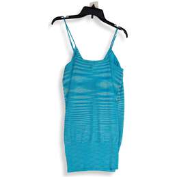 Bebe Womens Blue Striped Sleeveless V-Neck Pullover Tank Top Size Large