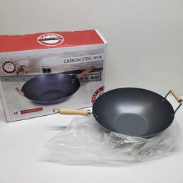 Chef's Counter Used 14 In. Carbon Steel Non Stick Wok In Box Untested