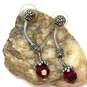 Designer Brighton Silver-Tone Red Crystal Stone Fashionable Dangle Earrings image number 3