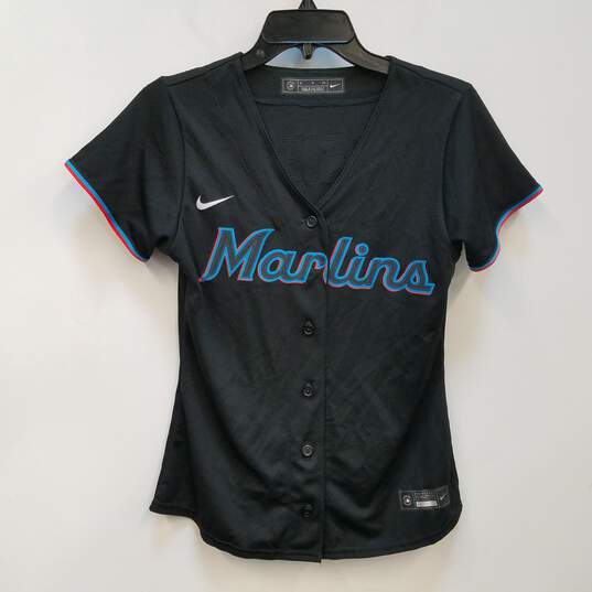 Womens Black Miami Marlins Hsieh #21 Baseball-MLB Button-Up Jersey Size S image number 2