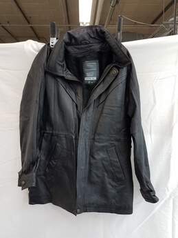 Mn Sergio Vadducci Black Leather Coat Sz M