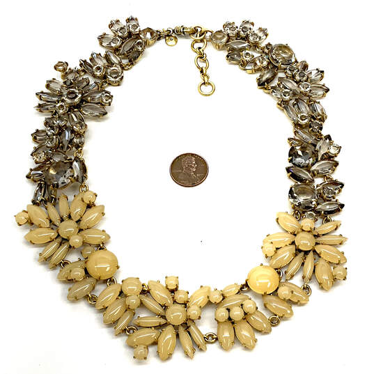 Designer J. Crew Gold-Tone Floral Prong Crystal Stone Statement Necklace image number 3