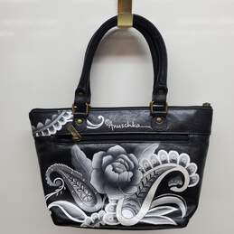 Anuschka Hand-Painted Leather Shoulder Crossbody Bag Tote-NO SLING STRAP