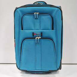 Delsey Blue Canvas Suitcase