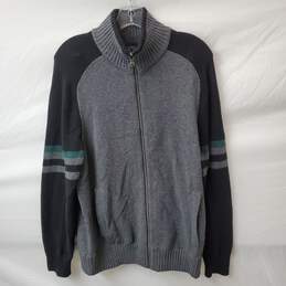 Men's Banana Republic Grey and Black Turtleneck Full Zip Sweater Size L NWT