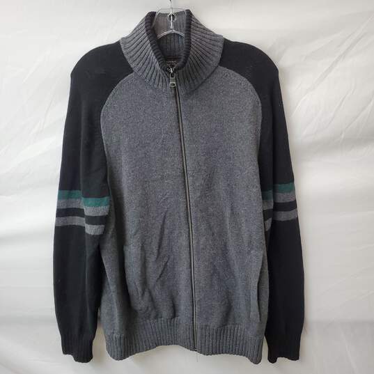 Men's Banana Republic Grey and Black Turtleneck Full Zip Sweater Size L NWT image number 1