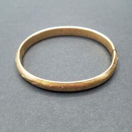 Rine 14K Gold Chiseled Engraved Slide Hinge Bangle Bracelet Damage 9.3g