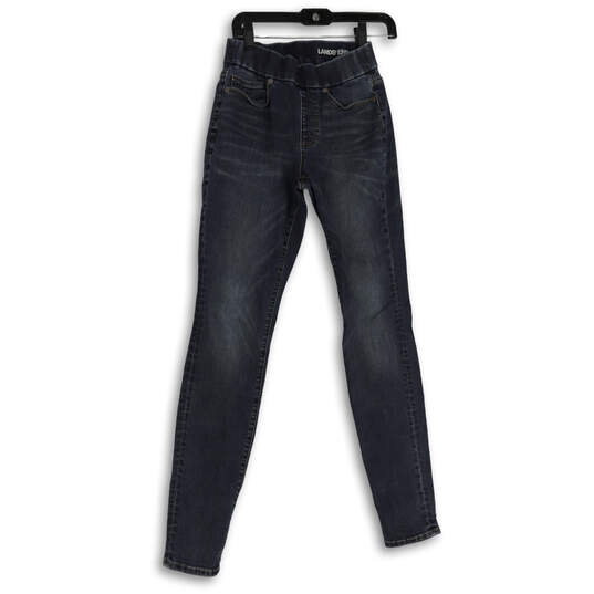 Womens Black Elastic Waist Pull-On Denim Skinny Leg Jegging Jeans Size 2 image number 1