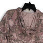 Womens Pink Beige Camouflage Long Sleeve Henley Hoodie Size XS 0-2 image number 4