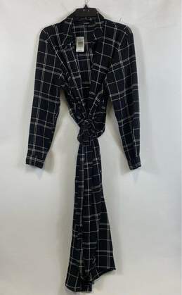 NWT Torrid Womens Black Plaid Crepe Belted Long Sleeve Trench Coat Size 1