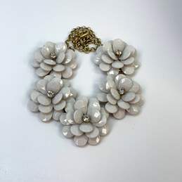 Designer J. Crew Gold-Tone White Floral Crystal Stone Statement Necklace alternative image