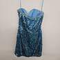 Blue Sequin Strapless Mini Dress image number 2