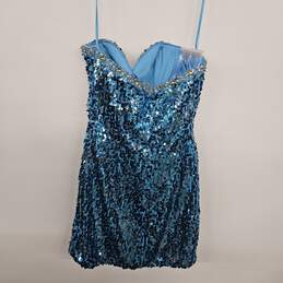 Blue Sequin Strapless Mini Dress alternative image